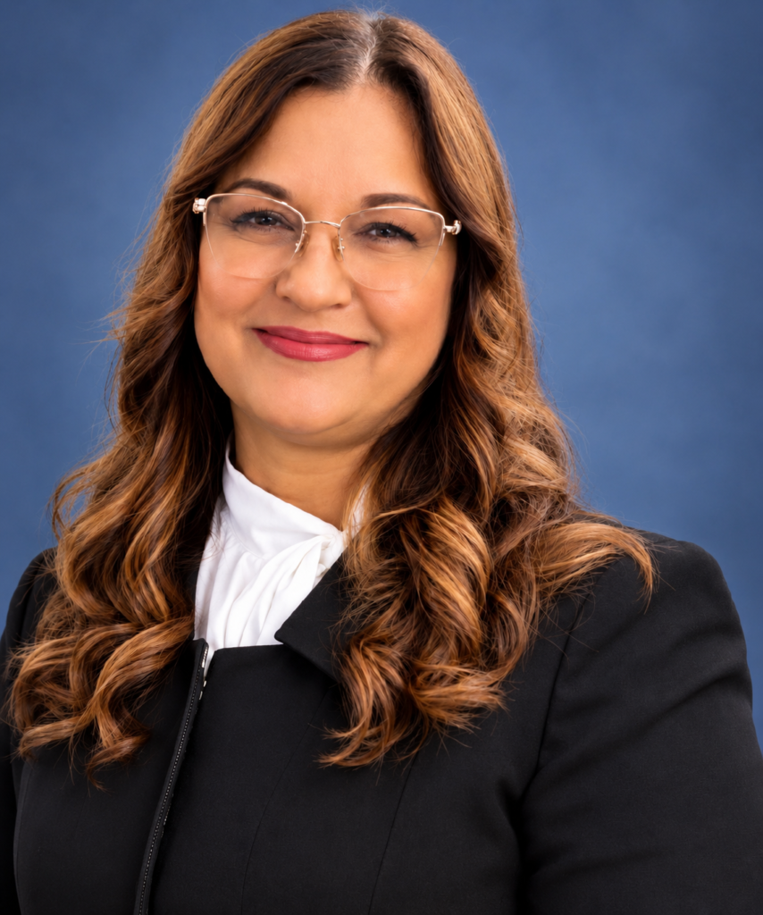 polished corporate portrait in blue